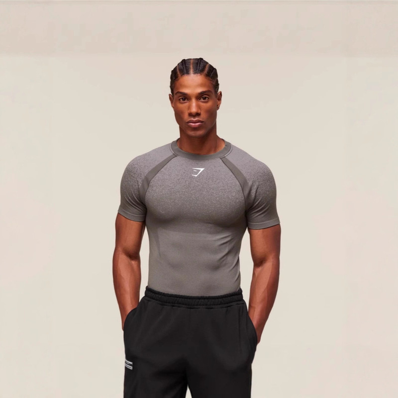 Gymshark New Running Fitness T-Shirt Sports Shark Top Casual Breathable Tight Short-Sleeved Casual Running