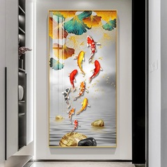 Modern Minimalist Single Abstract Color Koi Goldfish Creative Sofa Background Wall Decor Painting Print Oil Painting