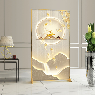 Light Luxury Aluminum Alloy Modern Simple Living Room Study Screen Wall Metal Entrance Partition Removable Solid Wood Seat Screen