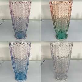 外贸产品 圆形双色PET塑料花瓶  仿水晶款塑料干花花瓶    鲜花盆