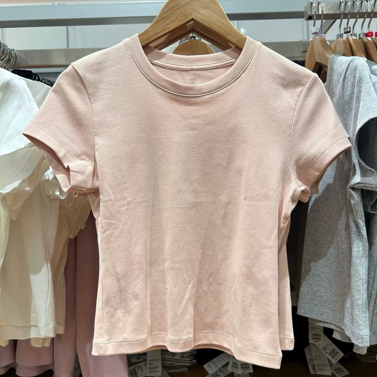 女休闲风圆领短款T恤短袖辣妹高腰修身显瘦打底纯色465760/474410 pic 7