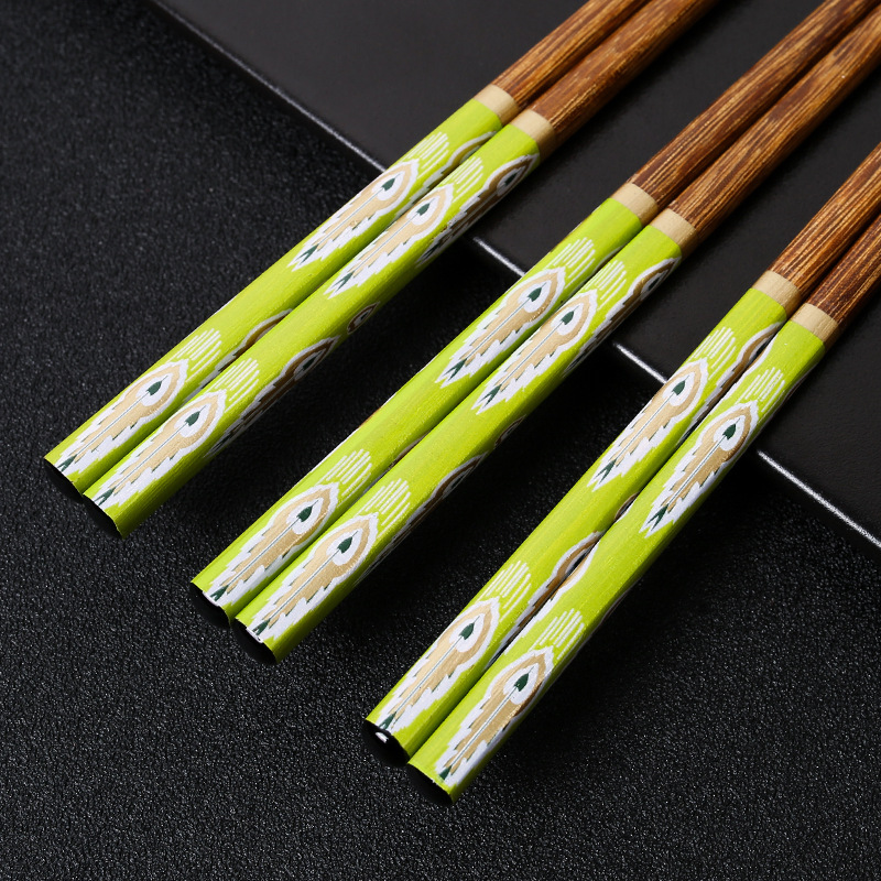 Palillos de madera de ala de pollo, película floral impresa de madera maciza para el hogar, cola de pavo real, sin pintura, sin cera, spot al por mayor, LOGO personalizable