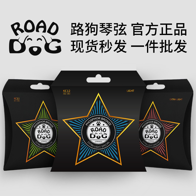 Road Dog Folk Guitar Strings Ac/Kc Set 6 Phosphor Copper Coated Strings Full Set of Accessories for Acoustic Guitar