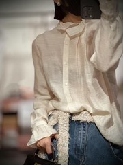 春の新型シルク麻のつぼみのシャツは甘くて年齢を減らします。