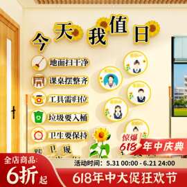 教室卫生角文化墙贴面布置装饰黑板班级氛围开学幼儿园值日生环创