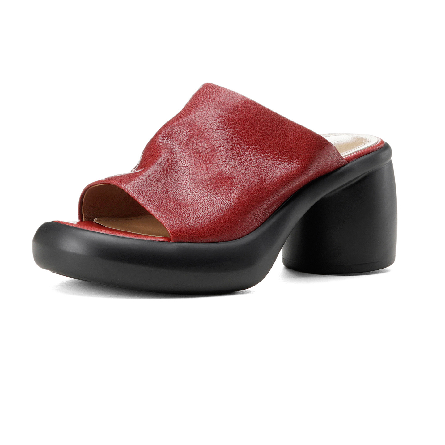 Sandal cao gót nữ hở mũi quai ngang da dê thật, gót 7 cm — đen chi tiết 27