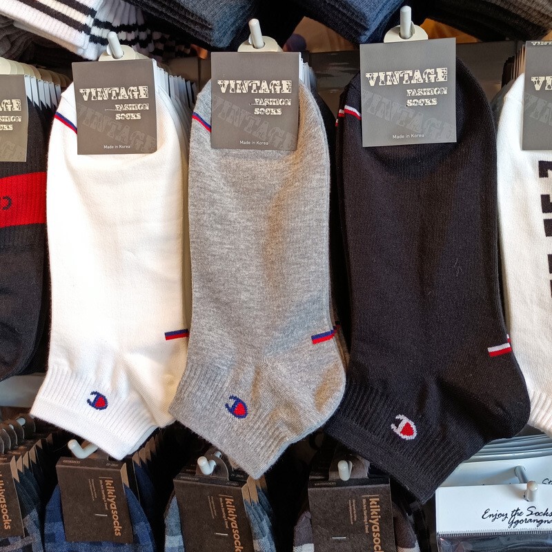 Trendy socks Korean men's black and white gray solid color socks [wholesale] Dongdaemun simple casual low-top thin cotton socks