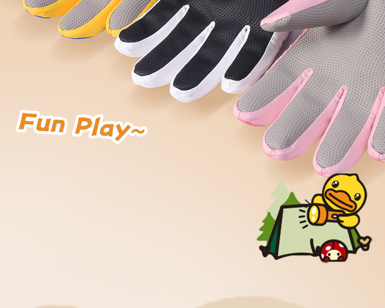 B.duck Little Yellow Duck Children's Ski Winter Boys Waterproof Non-slip Thickened Cold-proof Warm Gloves Girls_voghion.com