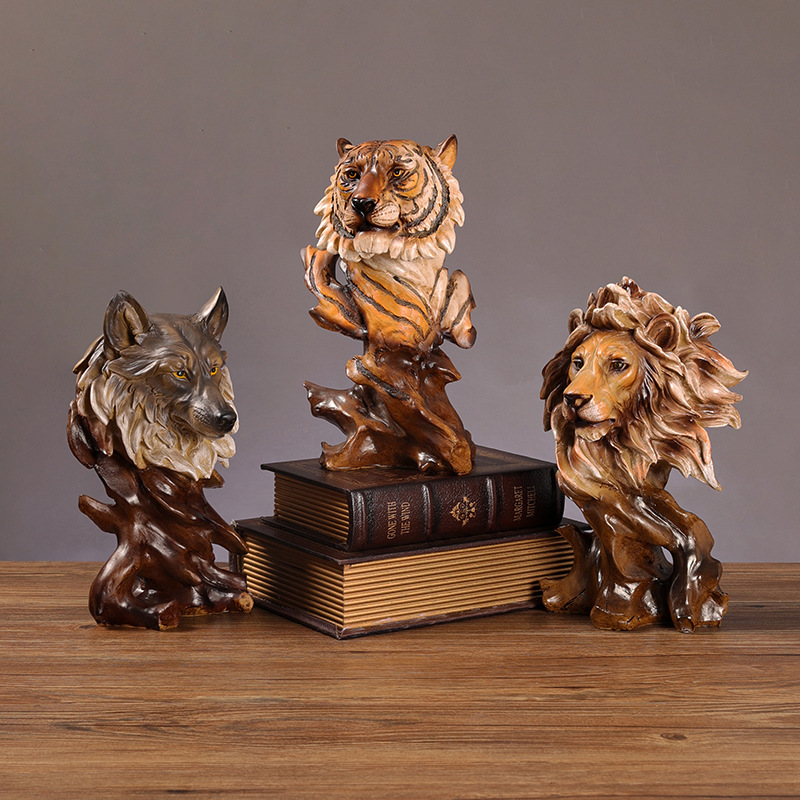  imitation root carving three-dimensional animal head portrait decoration office bookcase soft book desktop resin crafts decoration