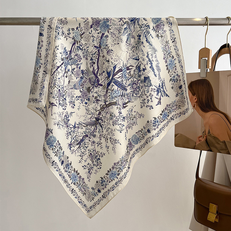 40g Weight Silk Scarf Classification Outdoor, Daily Occasion Cotton Material Ditsy Floral Pattern Autumn&Winter Season Women's Gender Vintage Style, Simple Style Style Women's Vintage Style Simple Style Ditsy Floral Cotton Silk Scarf 6