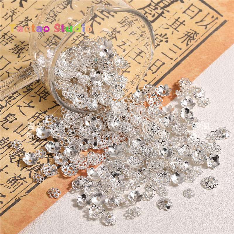 Mezcla de plata antigua brillante plata colgante de perlas DIY accesorios de joyería tubo de perlas dobladas tubo de flor colgante de diafragma brazalete de tres vías