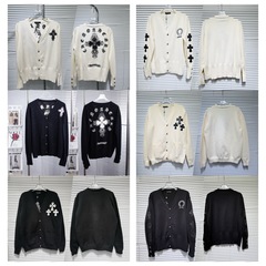 外贸跨境25ss高品质 CH  秋冬新款走秀款十字架纯棉针织毛衣开衫
