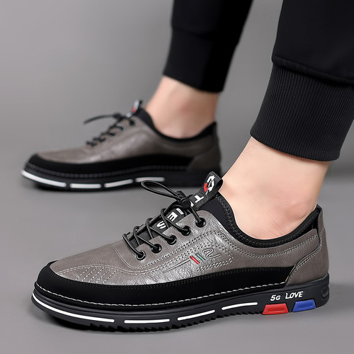 Spring and Autumn Men's Casual Leather Shoes Genuine Leather Men's Shoes Versatile Fashion Leather Shoes for Men 45 Extra Large 50