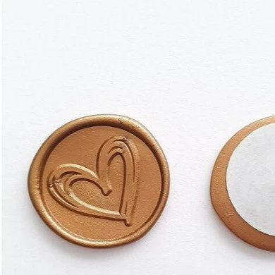 Round wax mark (double heart) - coffee gold