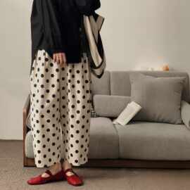 绵绸国风时尚人造棉女薄款宽松九分直筒裤垂感外穿居家防蚊裤