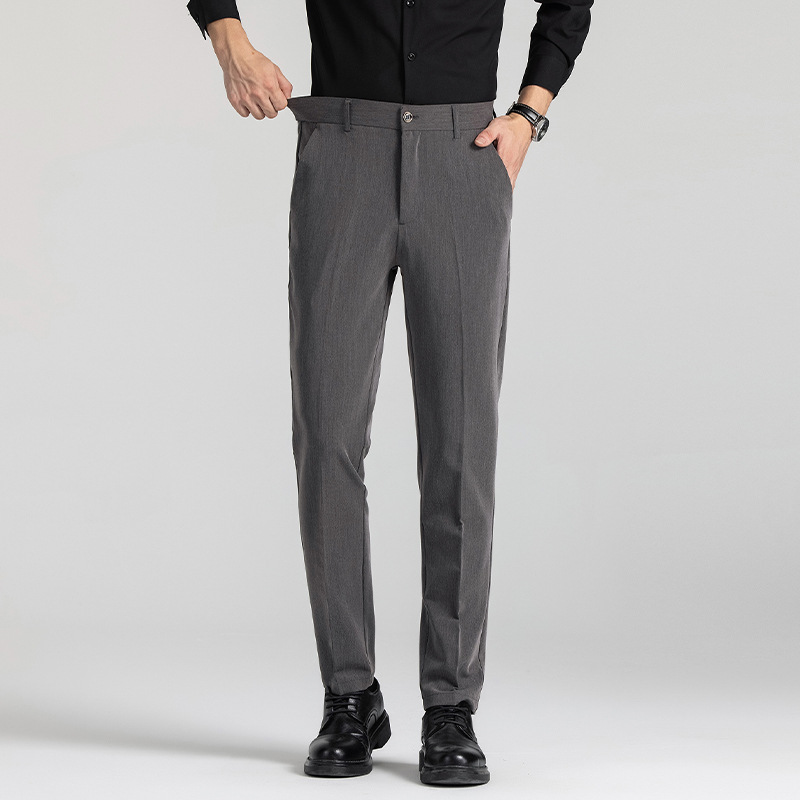 Pantalones para hombres delgados pantalones casuales de primavera y otoño pantalones rectos pantalones negros sueltos pantalones de traje para hombres