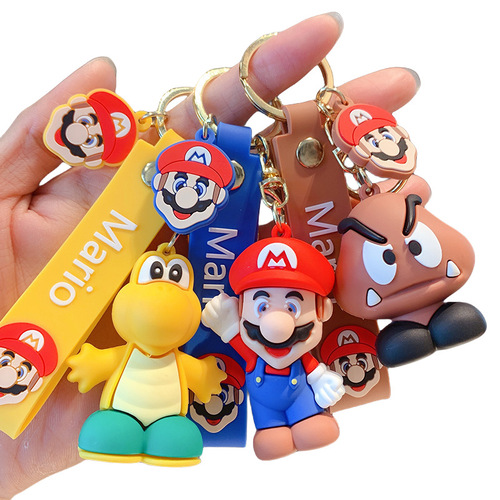 New cartoon game Super Mario Mario plush keychain ornament cute figurine auto key wholesale