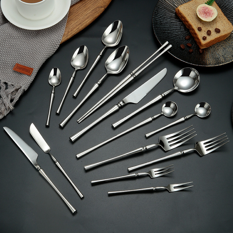 Cross-border 304 Stainless Steel Small Man Waist Knife and Fork Spoon Western Food Tableware Set Steak Knife and Fork Spoon Coffee Spoon Knife and Fork