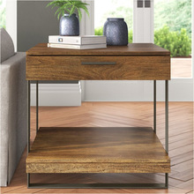 复古北欧木制床头柜铁艺简约日式卧室床边收纳柜美式轻奢轻奢风