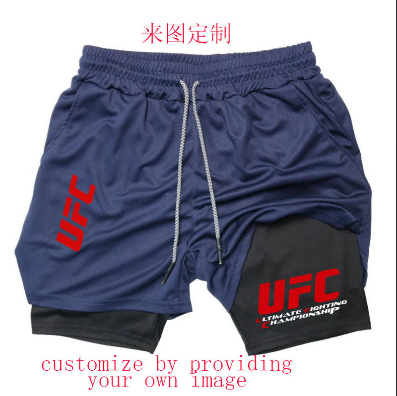 Cross-Border Printed 2-in-1 Men's Sports Fitness Shorts, Double-Layer Quick-Dry Breathable Summer Outdoor Running Fitness Shorts Cross-Border Printed 2-in-1 Men's Sports Fitness Shorts, Double-Layer Quick-Dry Breathable Summer Outdoor Running Fitness Shorts