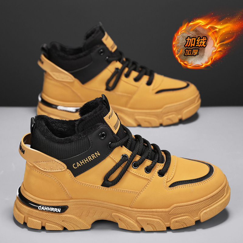 Zapatos de hombre de alto nivel 2024 nuevo otoño británico botas de estilo Martin zapatos deportivos de moda casuales de invierno más terciopelo calentamiento