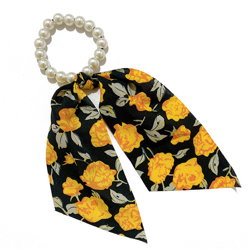 Korean new style pearl headband hairband floral bow hair accessories streamer hairband Korean style ponytail headwear wholesale