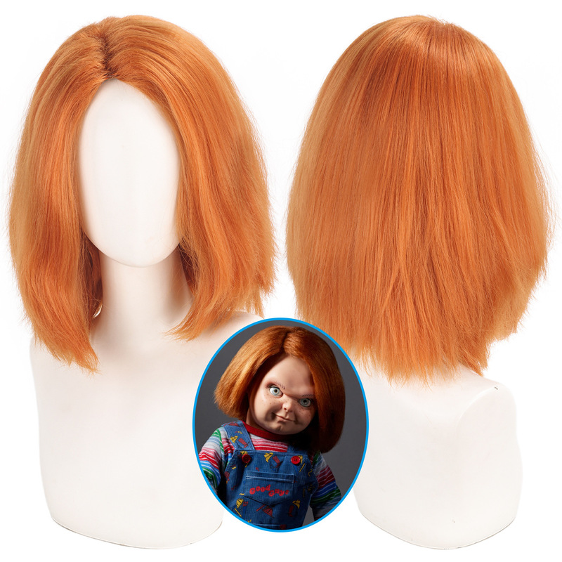 Main Santa Cos Wig Ghost Doll Bride Ghost Doll Chucky Ghost Doll Chucky High Temperature Silk Anime Short Hair Orange