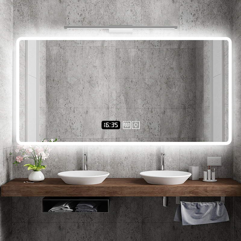 Smart European led bathroom mirror bathroom multi-function HD touch screen anti-fog Bluetooth square smart mirror