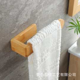 跨境毛巾架浴室免打孔置物架壁挂式毛巾收纳架厨房抹布木质挂架