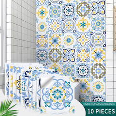 可定製牆壁紙自粘牆貼廚房防油貼紙復古花磚貼紙防水加厚小花磚貼