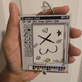 复古Paint涂鸦钥匙扣 透明亚克力创意挂件 潮流办公小物