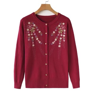 Source Factory Middle-Aged Mother's Cardigan Clothes Middle-Aged and Elderly Women's Autumn and Winter Grandma's Knitwear Jacket Tops