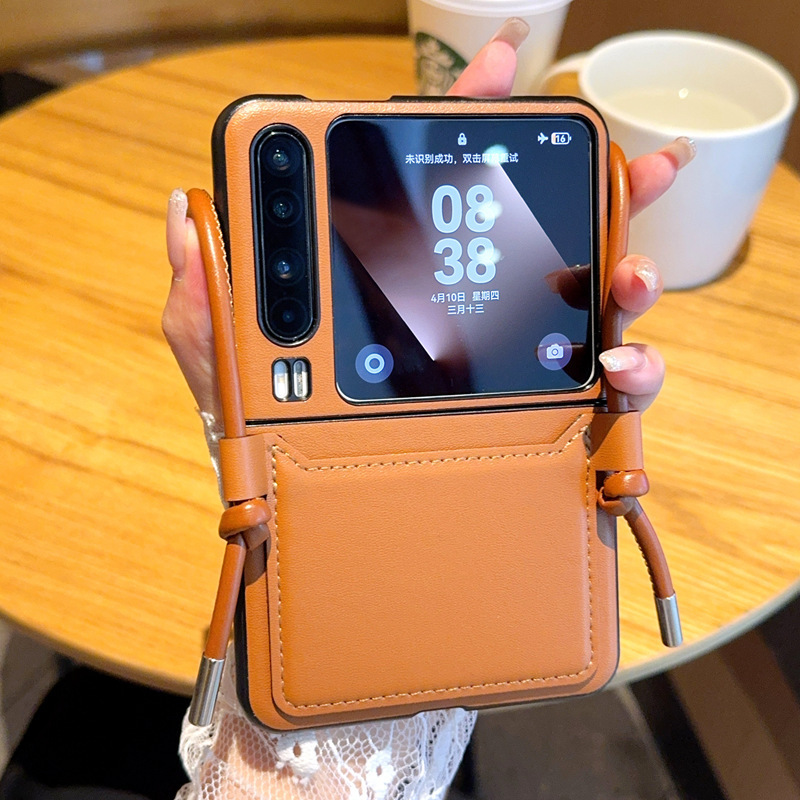 Casual Business Card Holder Leather Pattern Suitable for Huawei Purax Foldableing Screen Mobile Phone Case Diagonal Lanyard Collector's Edition