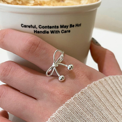 (Butterfly Knot Ring) Women's Minimalist Geometric Line Style Matchable Layered Open Finger Ring Instagram Style Internet Famous Ring for Index Finger