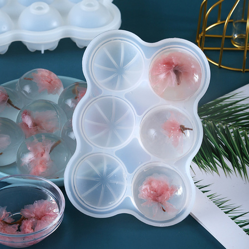 4TXN Wholesale Water Xinxuan Cake Mold Silicone Spherical Spherical Cherry Blossom Ice Ball Household Jelly Ice Tray Crystal Ball Round
