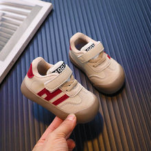 2024春秋新款0-1-4岁宝宝板鞋皮面防水学步鞋防滑软底机能鞋