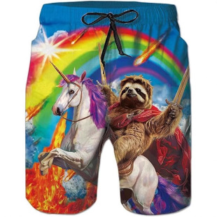 3D Digital Printed Polyester Fiber Sand Cartoon Pattern Men's and Women's Beach Pants Cute and Cute Shorts Wholesale