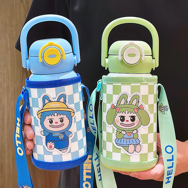 Nuevo doble bebida de acero inoxidable 316 alto valor facial lindo conejo portátil paja dibujos animados taza de agua para niños taza de agua para estudiantes
