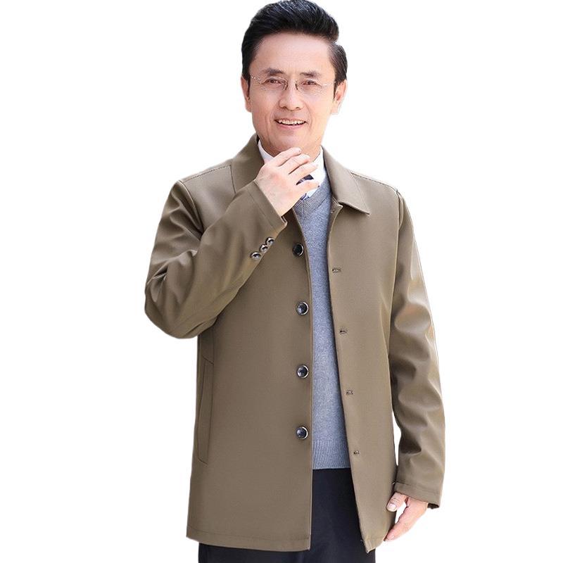 加绒爸爸翻领外套厚款中老年男士夹克薄棉袄上衣中年棉服老人衣服