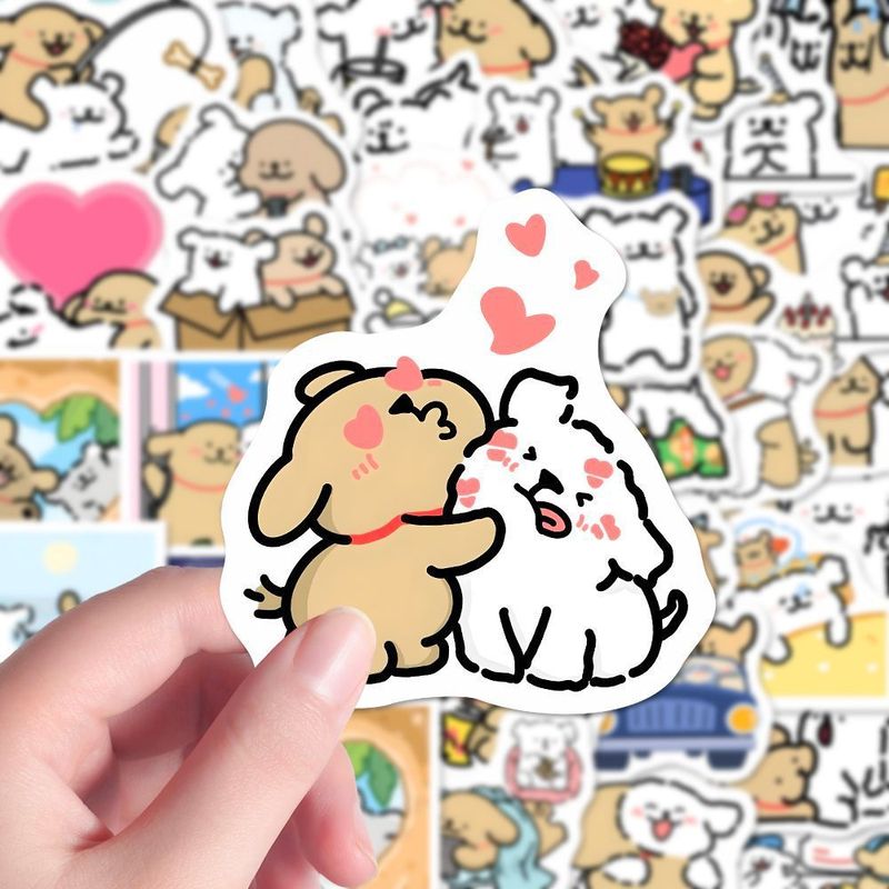 200枚のラインの子犬のカップルの写真のステッカーの漫画のかわいい乳の萌えの表情のアイデアの個性の周辺は絵のDIYを貼ります。|undefined