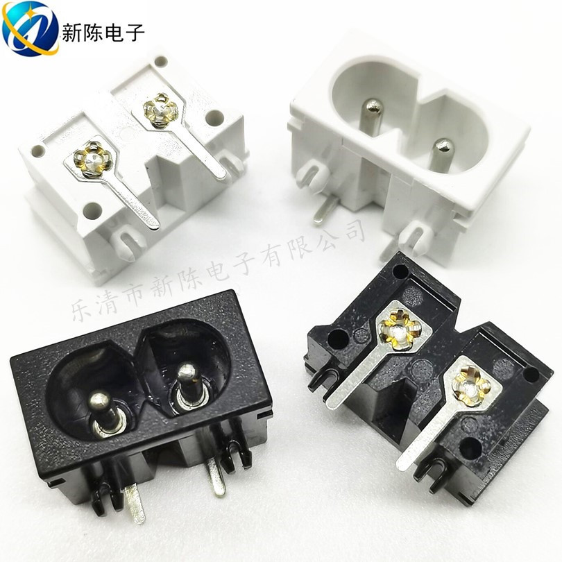 DB-8电源插座AC019两孔小八字连接器插座22*12MM卡式梅花座8字型