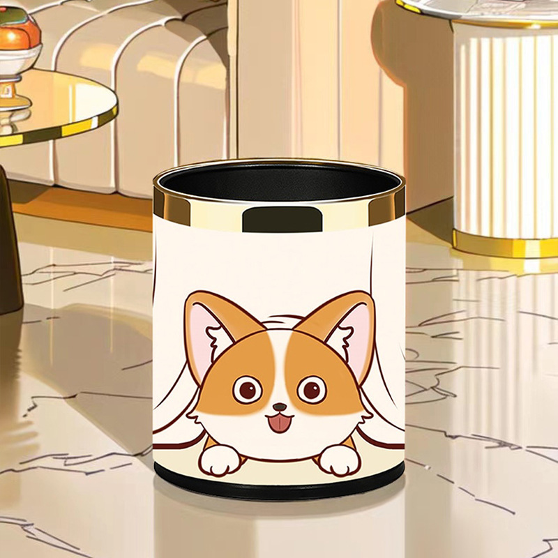 Trash can cartoon hand-painted butt home storage bucket modern creative living room light luxury household double-layer trash can