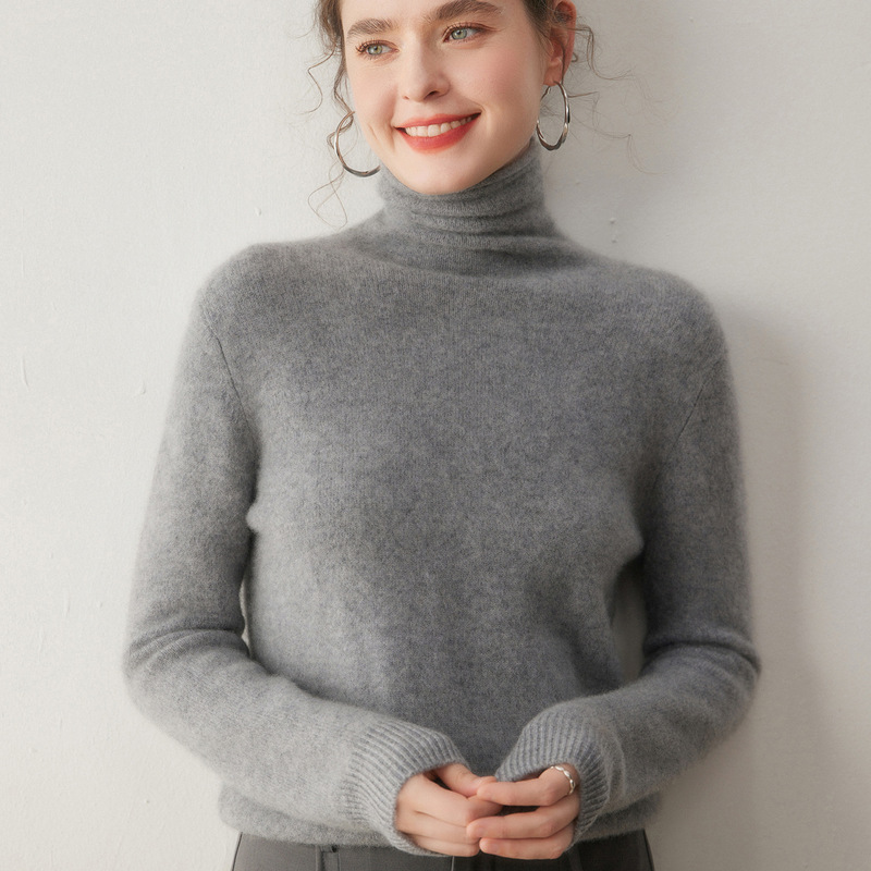 Cashmere Knitted Bottoming Shirt for Women, Simple and Versatile Seven-Stitch Rolled Edge Half Turtleneck Pure Color Inner Pullover Sweater Top Cashmere Knitted Bottoming Shirt for Women, Simple and Versatile Seven-Stitch Rolled Edge Half Turtleneck Pure Color Inner Pullover Sweater Top