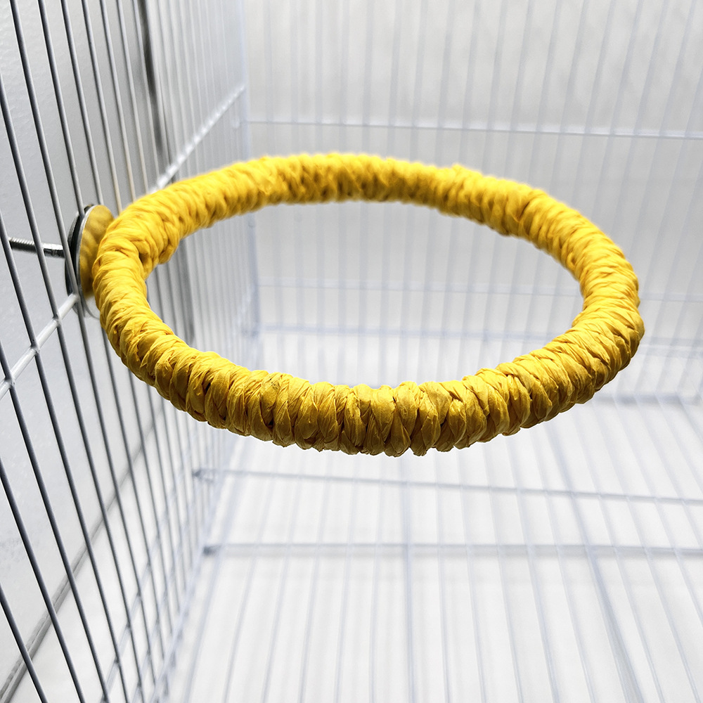 Nuevo producto transfronterizo anillo de pájaro soporte de estación cuerda de papel anillo juguete de pájaro loro hábitat de aves estación de boca de molino poste accesorios de jaula de pájaro image 3