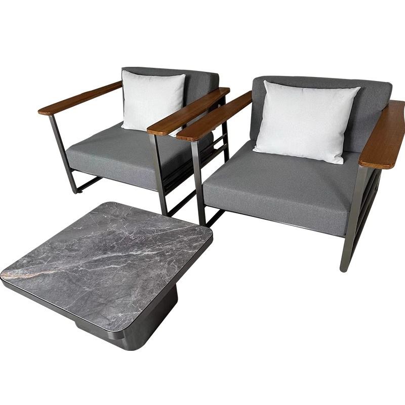 Al aire libre de acero inoxidable sofá patio impermeable protección solar moderno minimalista villa ocio jardín terraza combinación de muebles