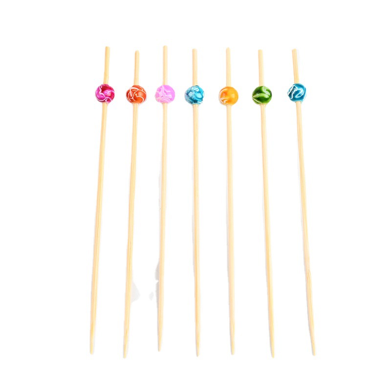Herramientas de fabricación de palos de bambú, cócteles decorativos, cuentas coloridas, impresión de palos de fruta, cubiertos