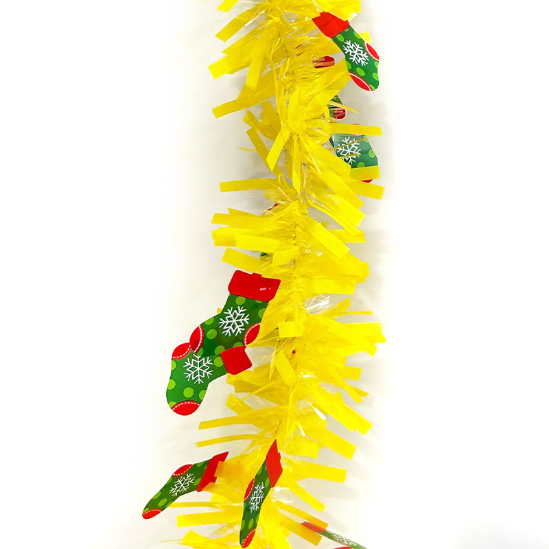 2 metros arreglo de decoración de muñeco de nieve de Navidad tiras de lana coloridas decoración de árbol de Navidad calcetines de Navidad macarrón tiras coloridas