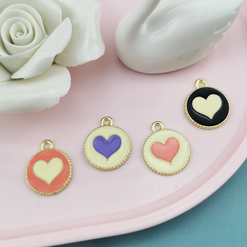 36g Weight 10 PCS/Package 15 * 19mm Alloy Round Heart Shape Polished Pendant