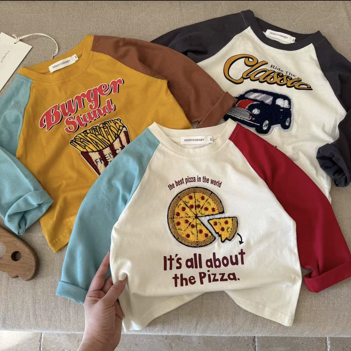 Детская футболка 2025 новая весна для мальчиков и девочек стерео полотенце рукава с длинными рукавами топы для детей