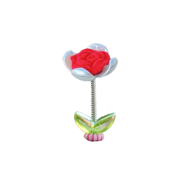 Tendencia nuevo producto flocado rosa coche sacudiendo la cabeza pequeños adornos decoración de primavera tablero accesorios de coche ventana